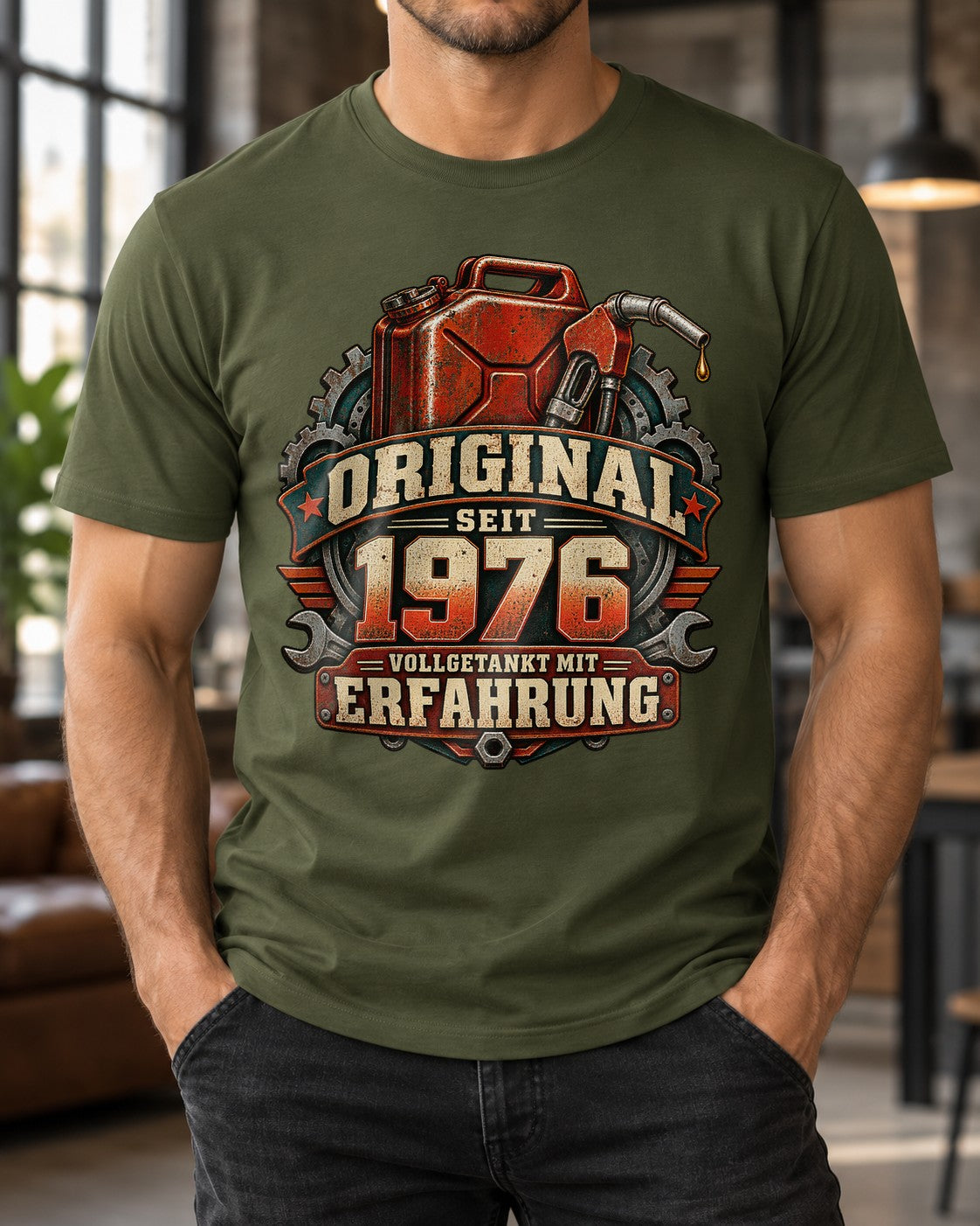Original seit 1976 vollgetankt mit Erfahrung T-Shirt, lustiges Geburtstagsshirt Vintage Werkstatt Geschenk