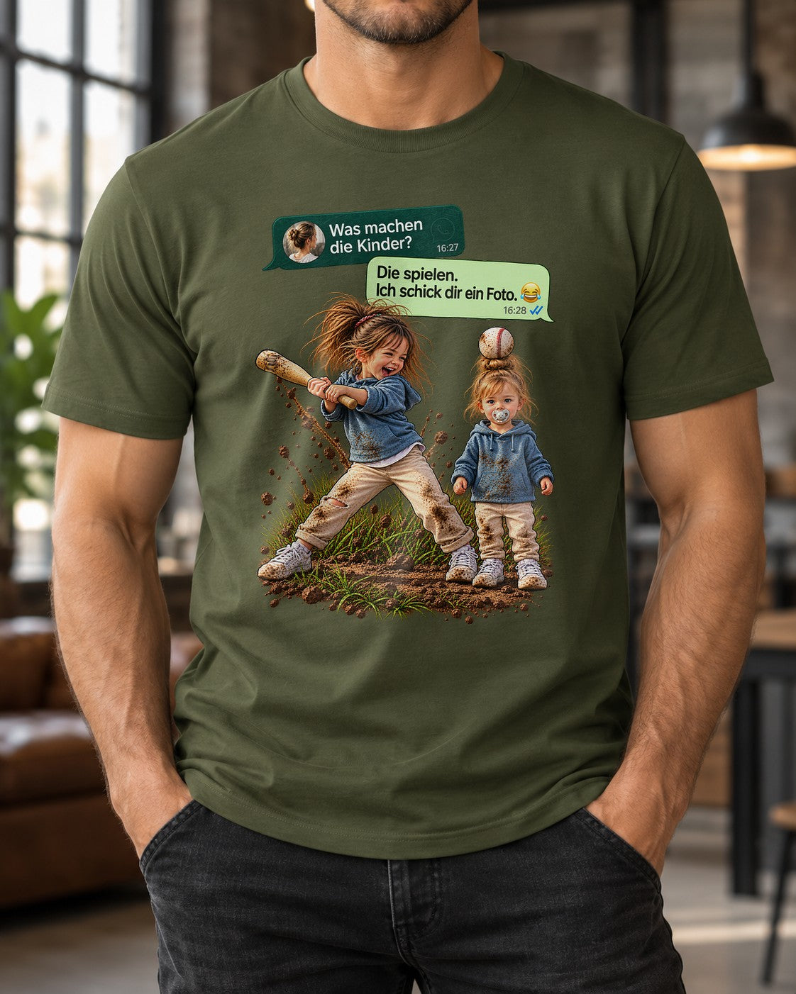 Papa T-Shirt lustig Kinder spielen Ich schick dir ein Foto Shirt, Geschenk für Papa, Papa Humor T-Shirt Damen