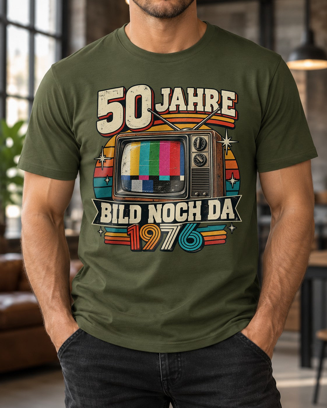 50 Jahre Bild noch da 1976 T-Shirt Herren Retro Geburtstag Vintage TV Shirt lustig 50. Geburtstag Geschenk