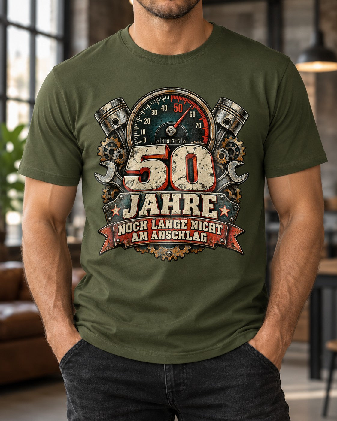 50 Jahre Noch Lange Nicht Am Anschlag T-Shirt, Lustiges 50. Geburtstag Männer Geschenk, Schrauber Auto Mechaniker Shirt