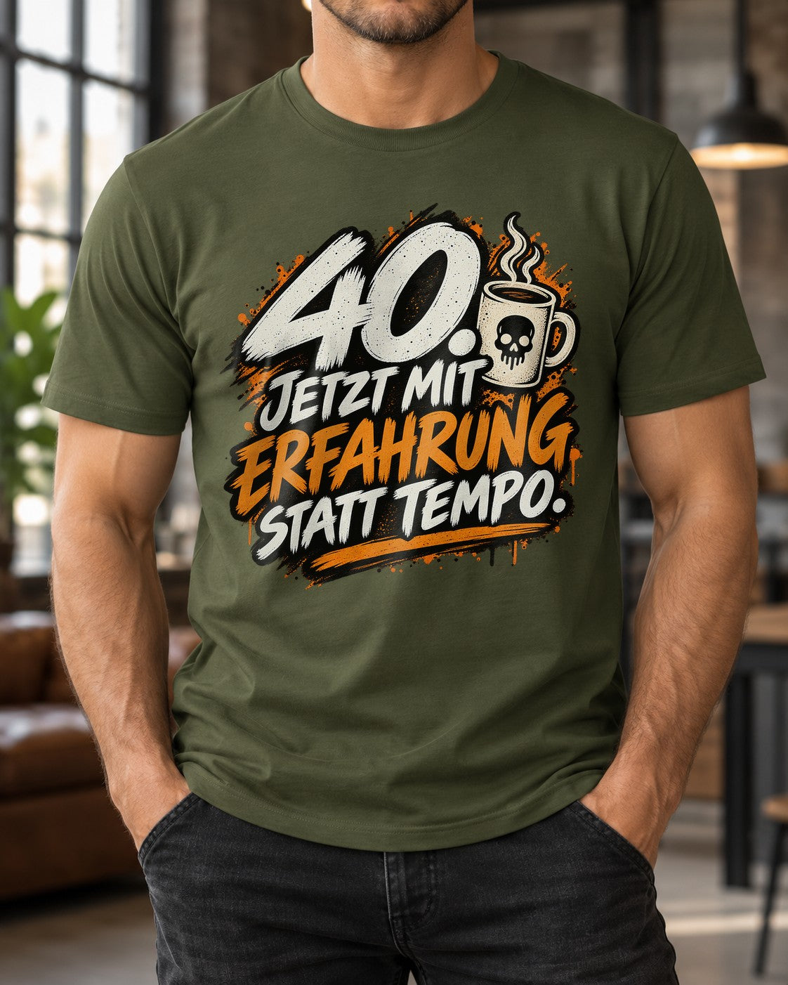 40. Geburtstag T-Shirt Herren lustig, 40 Jetzt mit Erfahrung statt Tempo, Geschenk zum Vierzigsten Mann