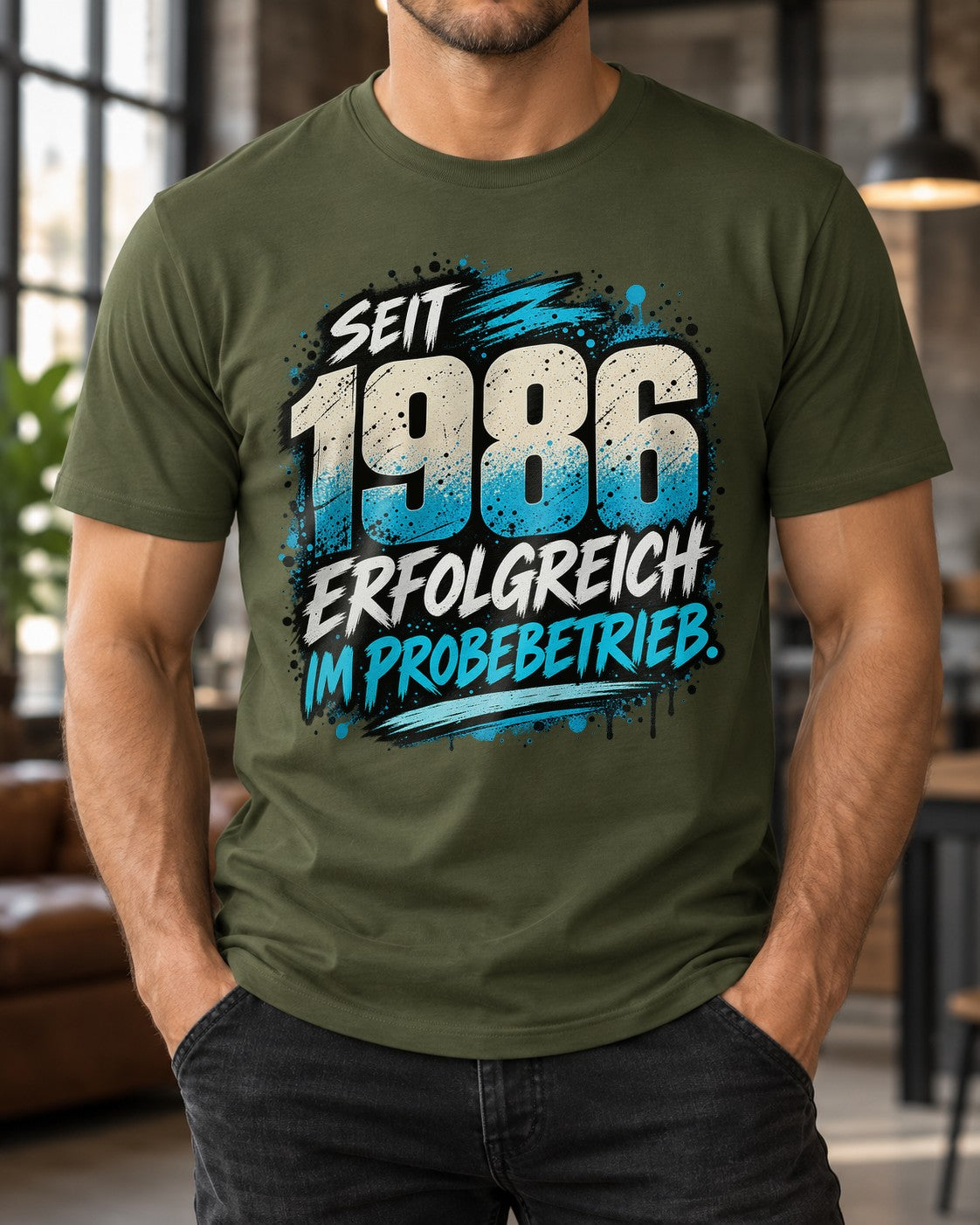 Seit 1986 erfolgreich im Probebetrieb T-Shirt Herren, 39 Geburtstag Shirt lustig, Jahrgang 1986 Geschenk Mann
