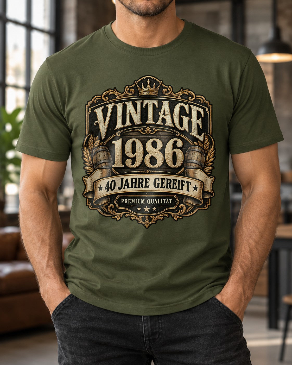 Vintage 1986 T-Shirt Herren, 40 Jahre gereift, Premium Qualität, Geburtstag 40 Geschenk Mann, Retro Jahrgang Shirt