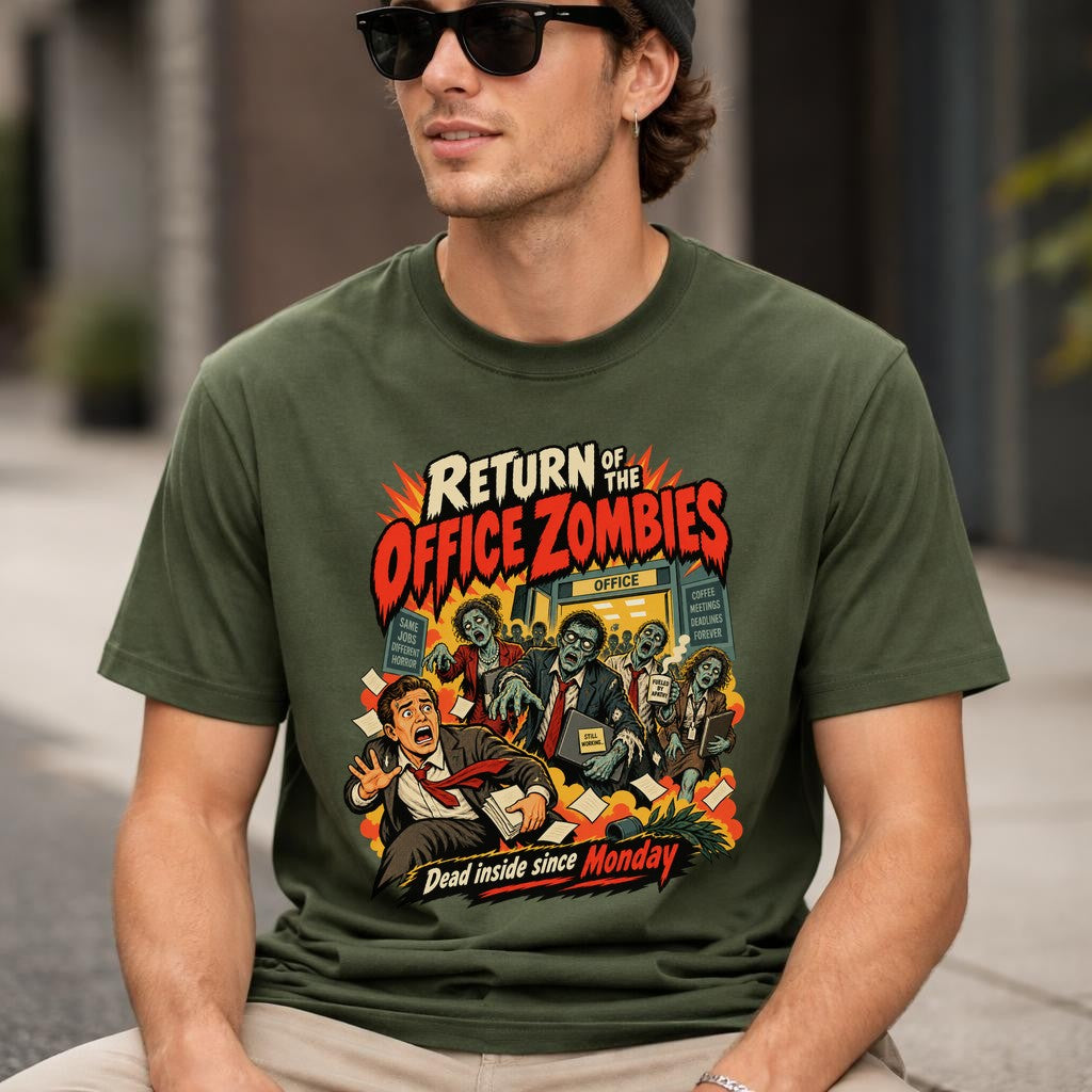 Return of the Office Zombies T-Shirt, Dead Inside Since Monday, lustiges Büro Zombie Shirt Herren Damen Retro Horror