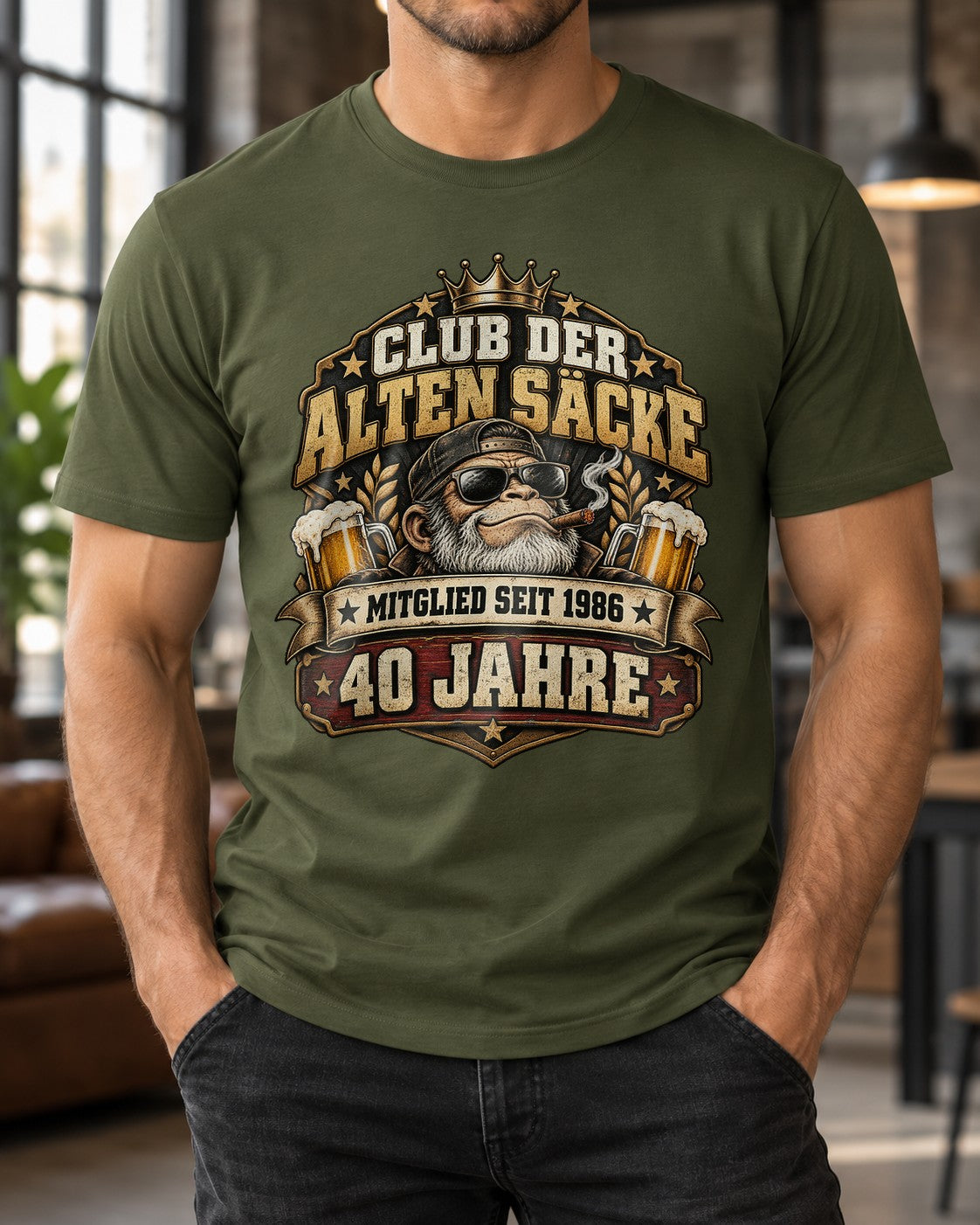 40. Geburtstag T-Shirt Herren Club der alten Säcke 1986 lustig Bier Affe Geschenk für Männer Geburtstag