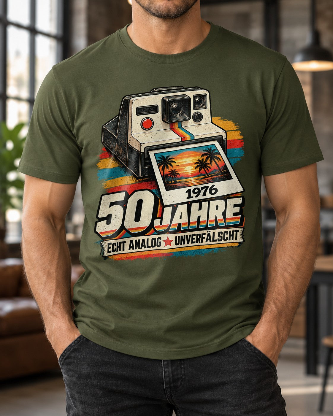 50 Jahre Echt Analog Unverfälscht T-Shirt 1976 Vintage Geburtstag Retro Kamera Geschenk für Männer Damen
