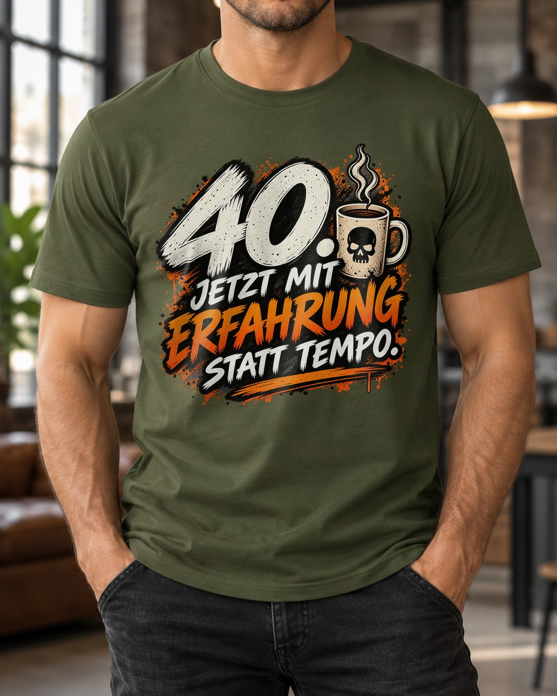 40. Jetzt mit Erfahrung statt Tempo T-Shirt Herren, lustiges 40 Geburtstag Shirt, Geschenk zum Vierzigsten
