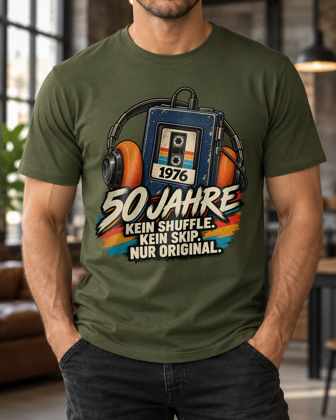 50 Jahre 1976 T-Shirt Herren Vintage Kassette Geburtstag Geschenk Kein Shuffle Kein Skip Nur Original