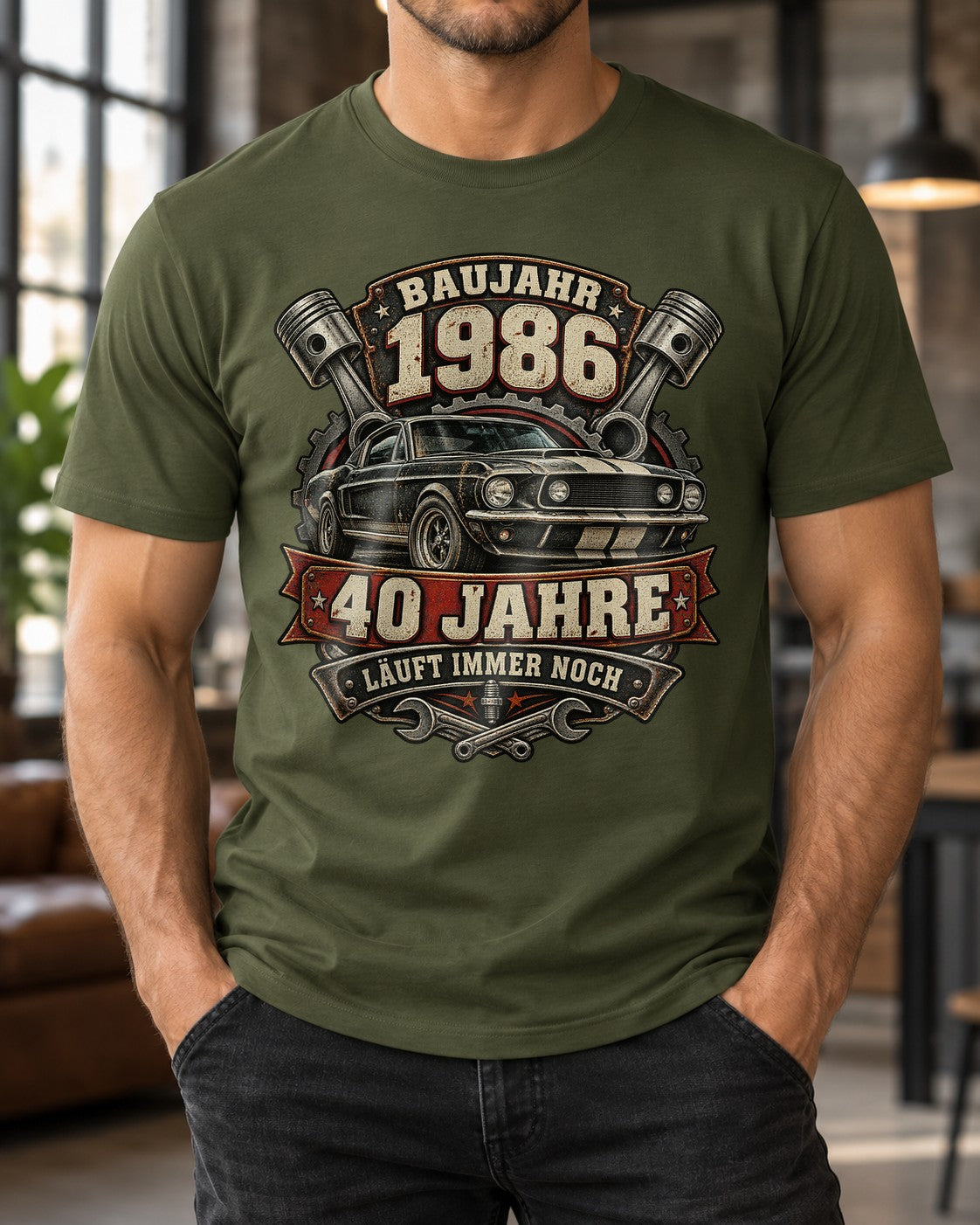 Baujahr 1986 40 Jahre läuft immer noch T-Shirt Herren, Geburtstag 40, Auto Schrauber Vintage Geschenk