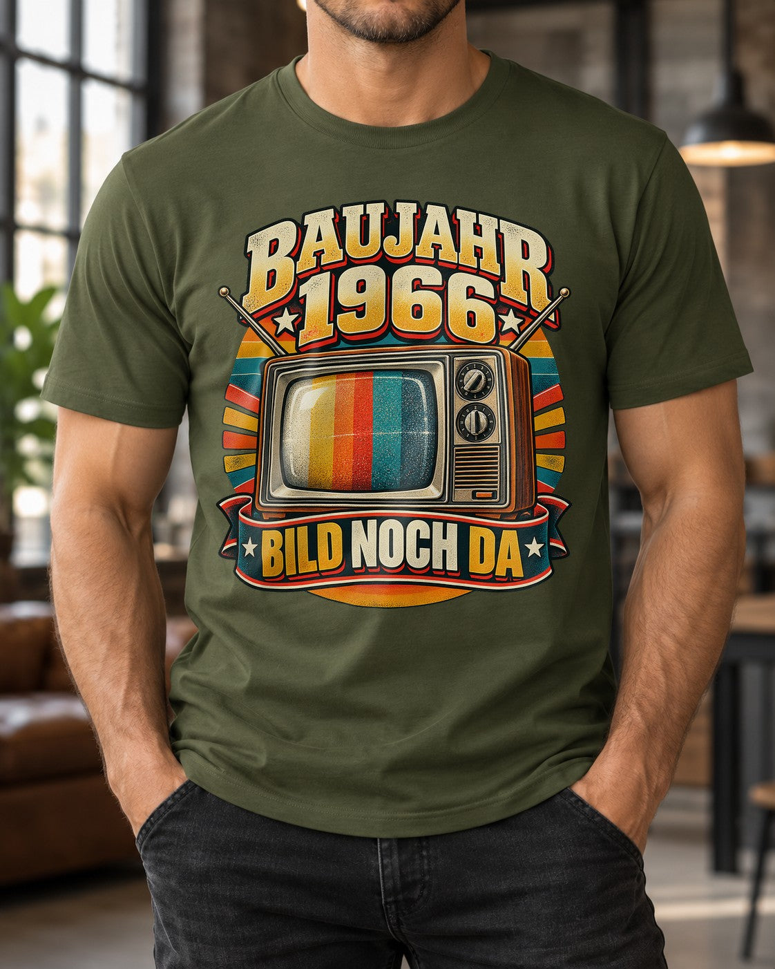 Año de construcción 1966 imagen aún disponible camiseta retro para hombre televisor vintage cumpleaños 59 regalo para hombres camiseta divertida de culto
