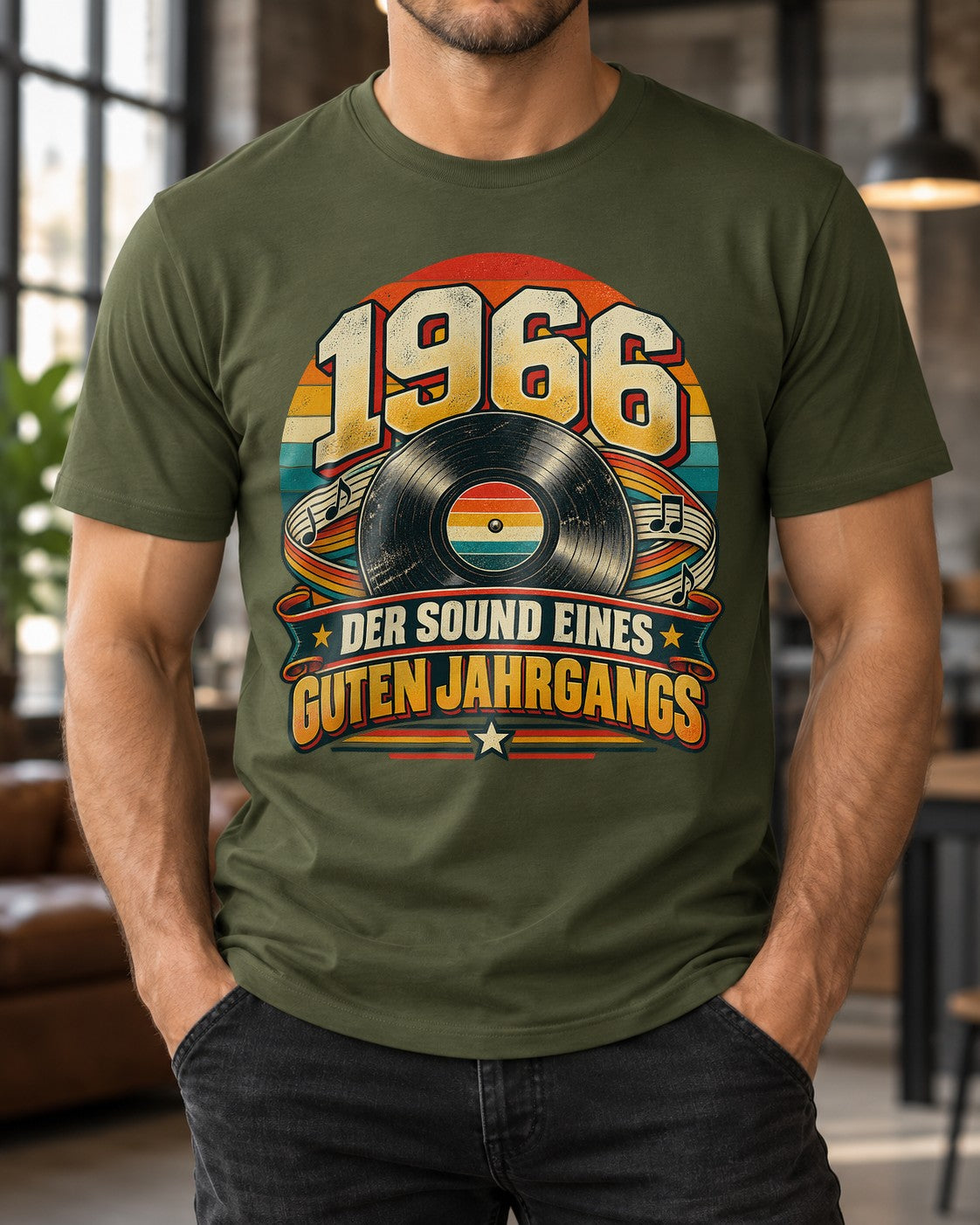 1966 Der Sound eines guten Jahrgangs T-Shirt, Vintage Geburtstag Shirt Herren, Retro Schallplatte Geschenk 59. Geburtstag