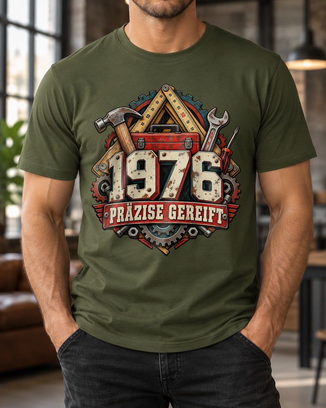 1976 Präzise Gereift T-Shirt Herren Geburtstag Handwerker Werkzeug Vintage Geschenk für Männer 49 Jahre