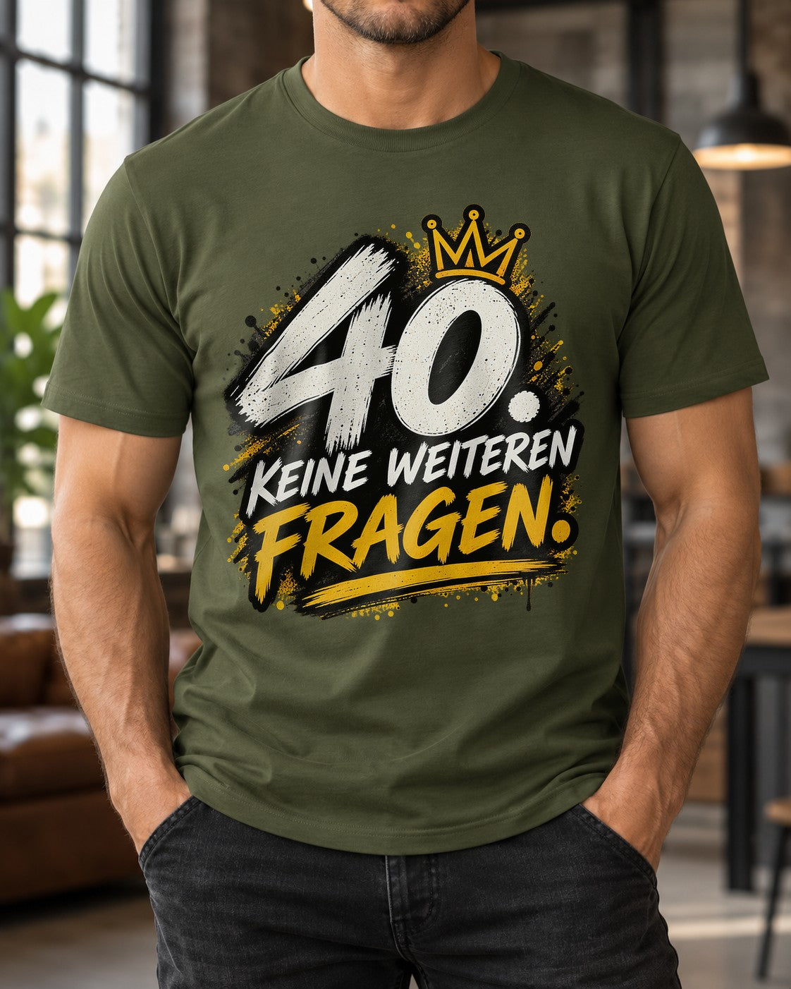 40. Sin más preguntas Camiseta de hombre, Camiseta divertida de 40 cumpleaños, Regalo para el cuadragésimo, Camiseta con mensaje Negra