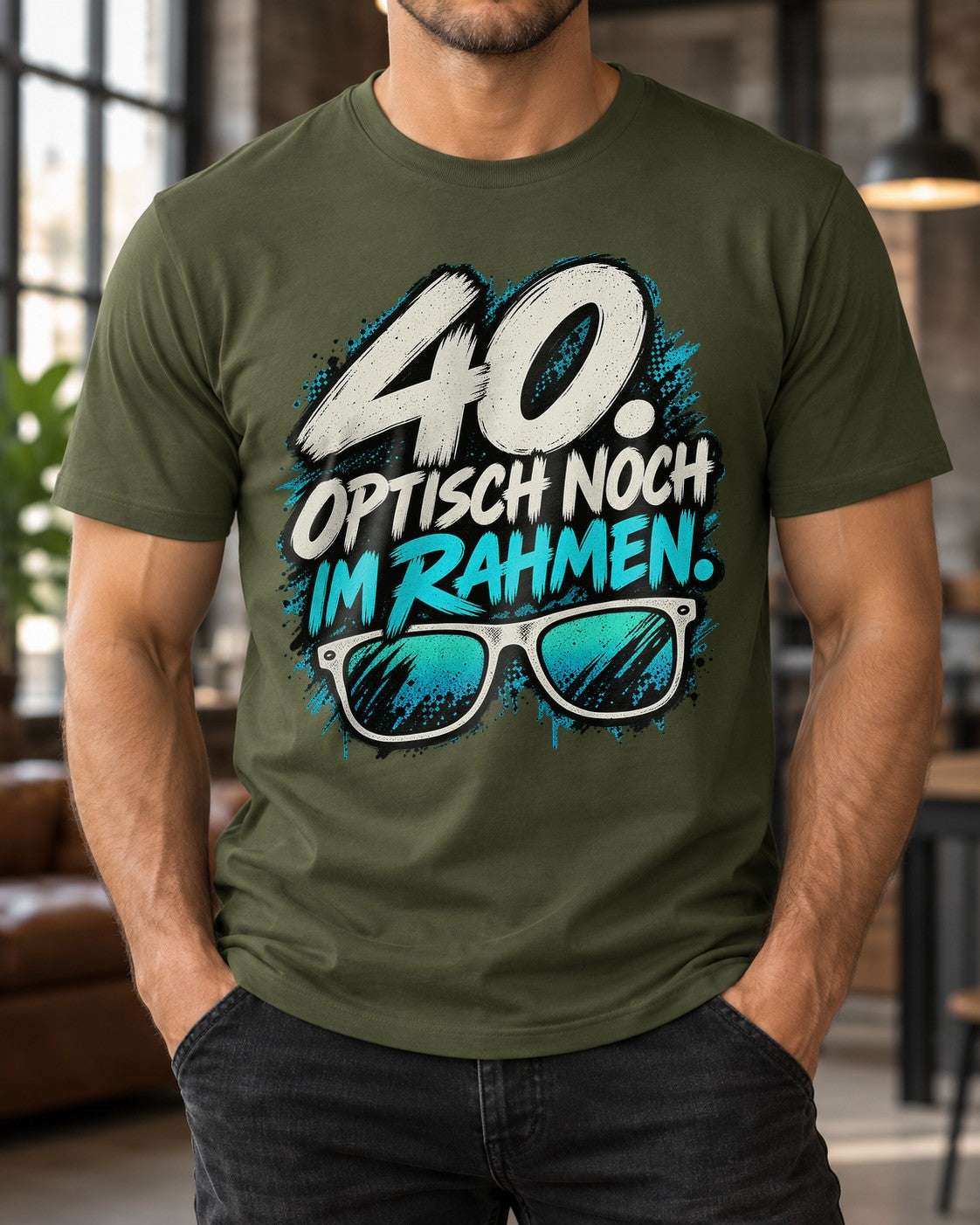 40. Aún guapo dentro de lo normal Camiseta divertida para hombre, Camiseta de 40 cumpleaños, Camiseta con gafas y frase, Regalo para el cuadragésimo cumpleaños