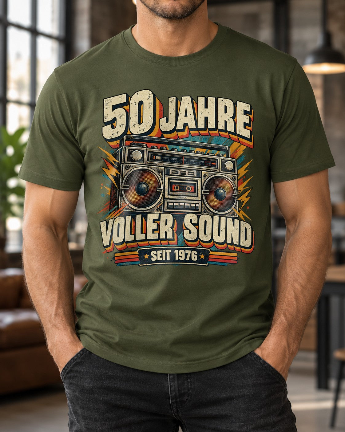 50 Jahre voller Sound T-Shirt 1976 Vintage Boombox Geburtstag Shirt Retro Geschenk zum 50. Geburtstag Herren