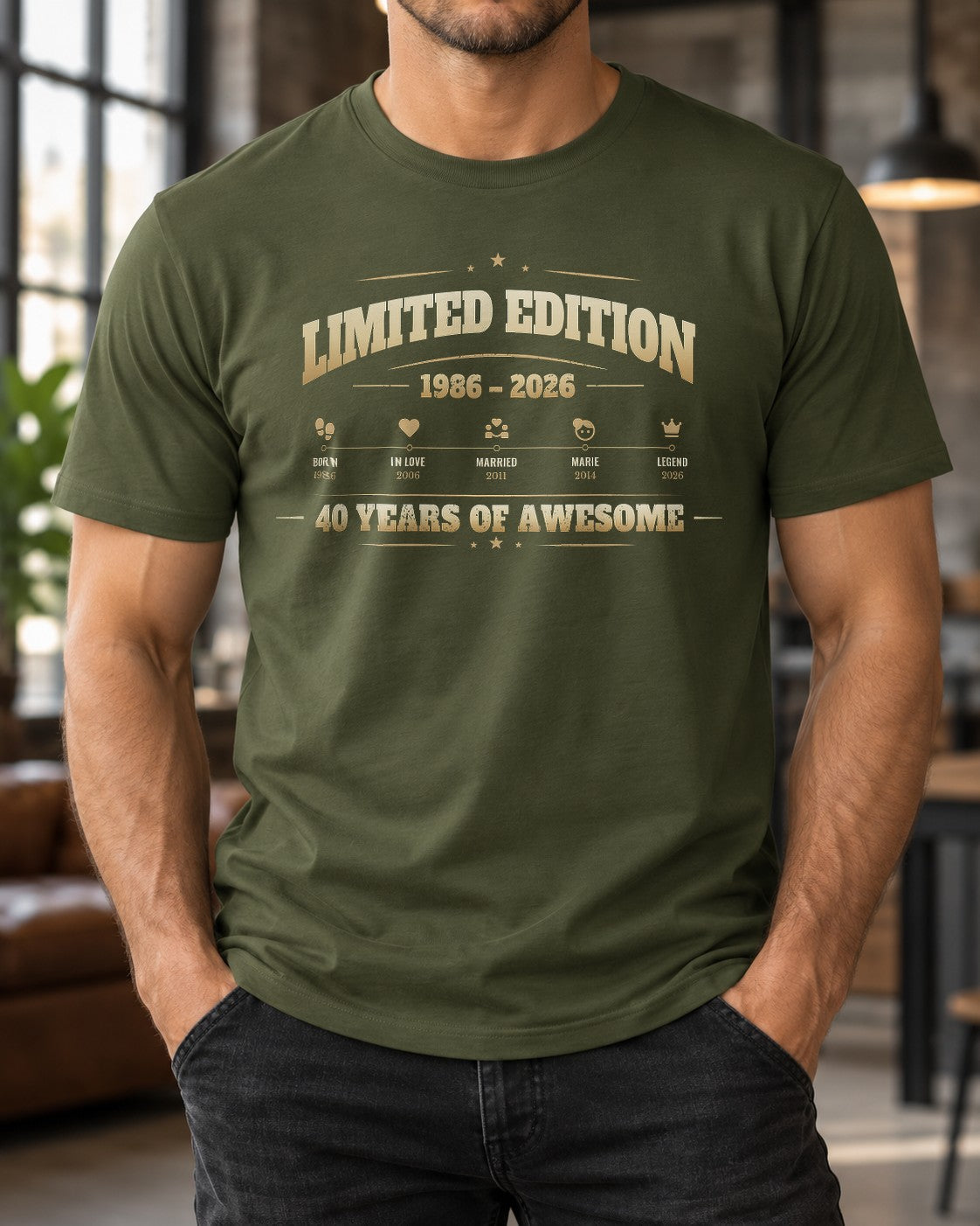 Limited Edition Geburtstag Shirt personalisiert mit Namen Jahr und Alter im Vintage Look