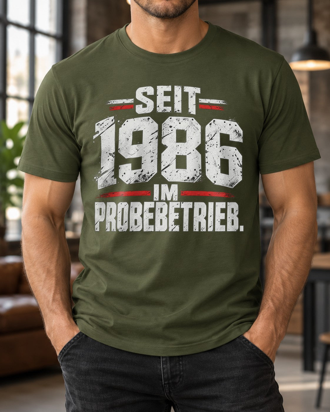 Seit 1986 im Probebetrieb T-Shirt Herren lustig, Jahrgang 1986 Geschenk Geburtstag Vintage Spruch Shirt