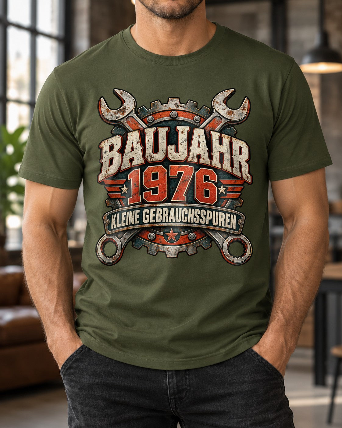 Baujahr 1976 T-Shirt Herren, Kleine Gebrauchsspuren, Schrauber Geschenk, Vintage Mechaniker Shirt, Geburtstag 49