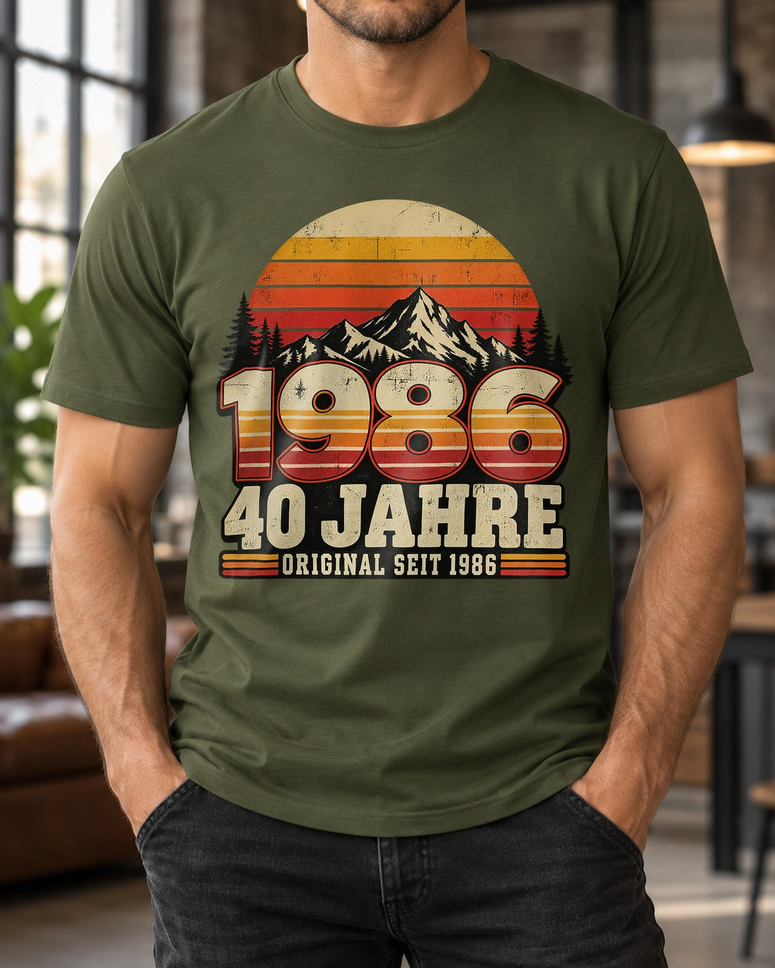 1986 40 Jahre Original Seit 1986 T-Shirt Herren Vintage Geburtstag Geschenk 40er Jubiläum Retro Bergmotiv