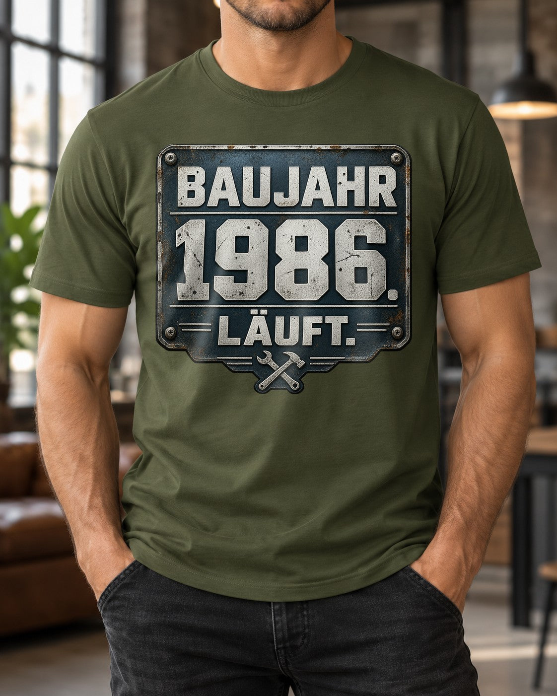 Baujahr 1986 Läuft T-Shirt Herren lustig Vintage Geburtstag Geschenk 39 Jahre Retro Mechaniker Shirt schwarz