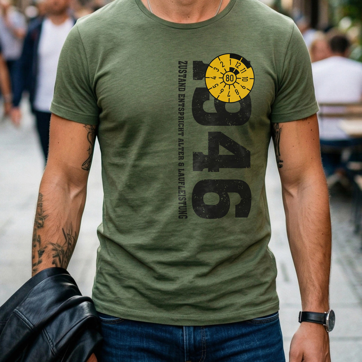 80. Geburtstag T-Shirt 1946 - "Zustand entspricht Alter & Laufleistung" - Personalisiertes Oldtimer Geschenk für Männer