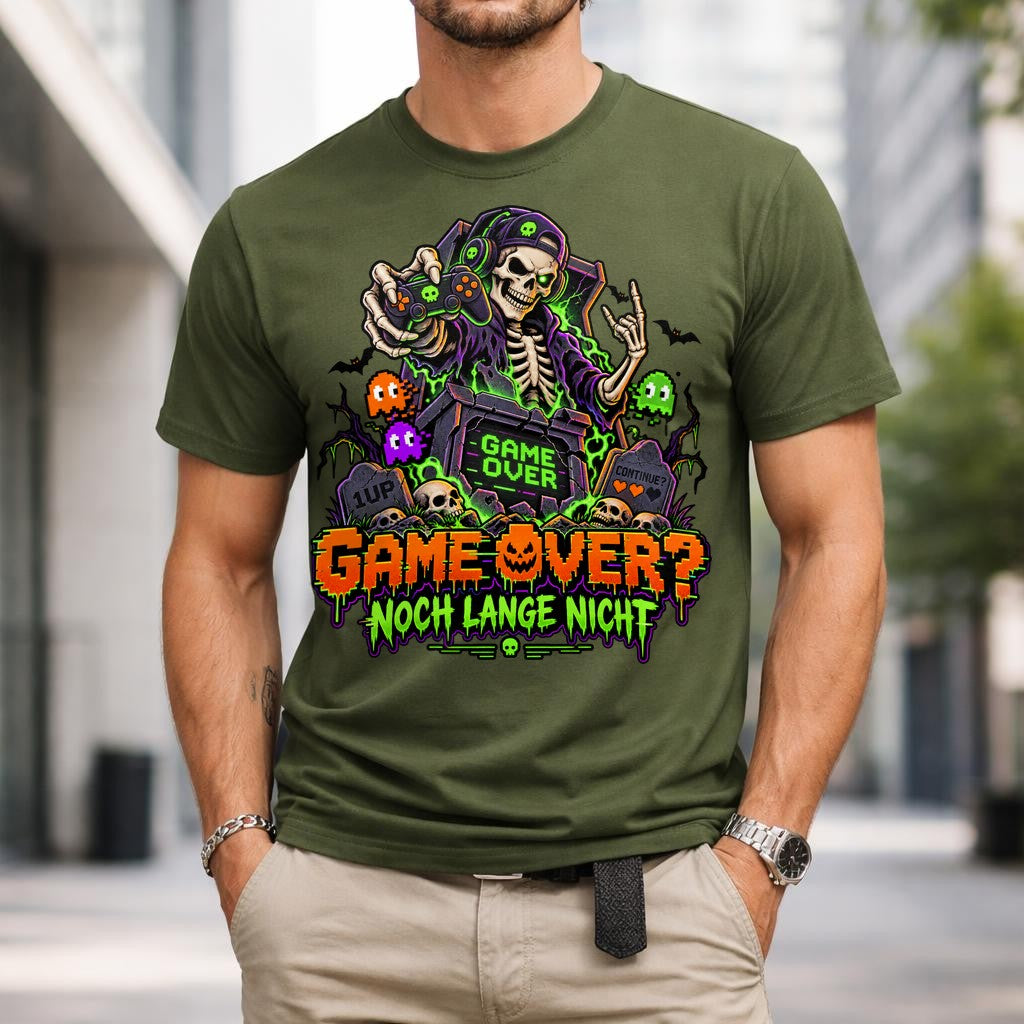 Game Over? Noch lange nicht T-Shirt – Retro Gaming Skull Shirt für Gamer