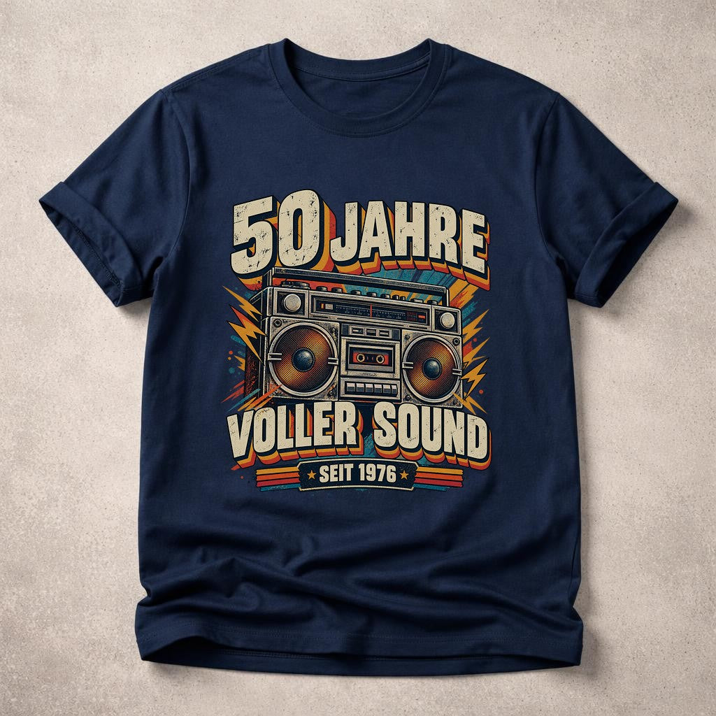 50 Jahre voller Sound T-Shirt 1976 Vintage Boombox Geburtstag Shirt Retro Geschenk zum 50. Geburtstag Herren