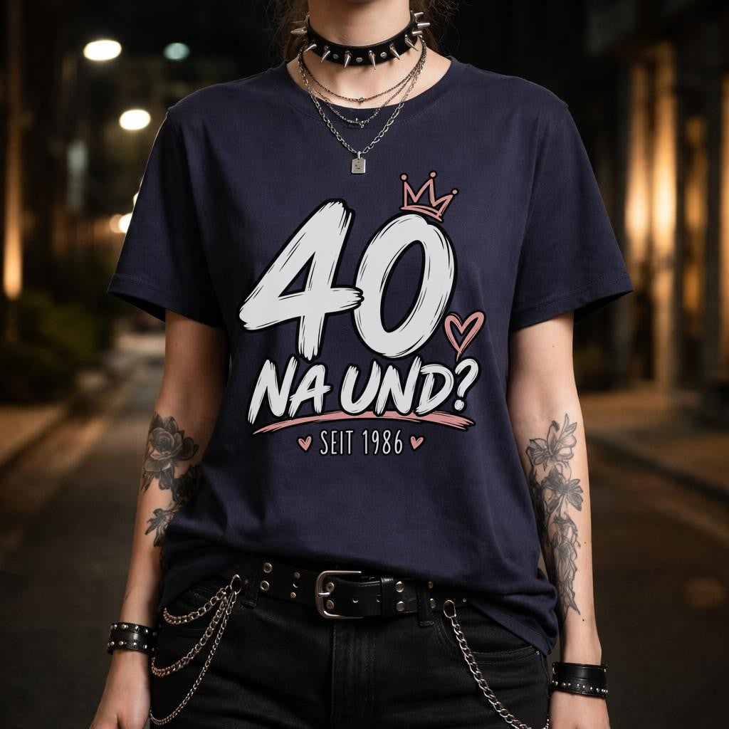 Camiseta de cumpleaños personalizada para mujer: edad y año a elegir, camiseta «40 y qué», regalo divertido para mujer