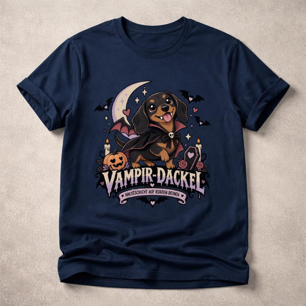 Vampir Dackel T-Shirt Damen Halloween Hundeshirt lustig Gothic Dackel Shirt Geschenk für Dackel Fans spooky niedlich
