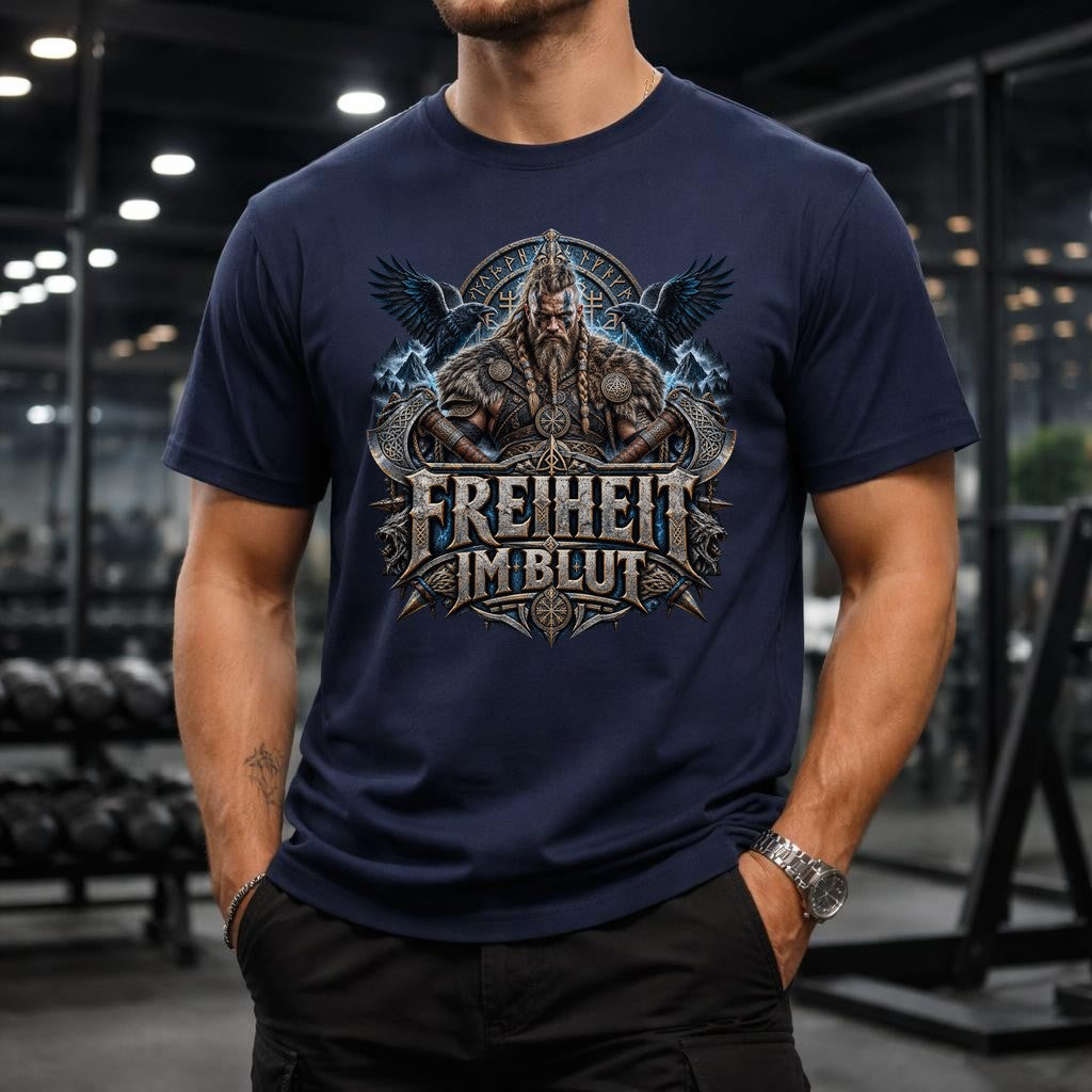 Freiheit im Blut T-Shirt, Wikinger Shirt Herren, nordisches Geschenk für Männer