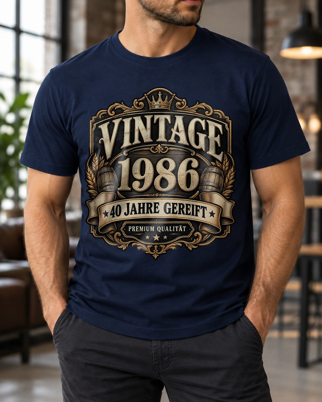 Vintage 1986 T-Shirt Herren, 40 Jahre gereift, Premium Qualität, Geburtstag 40 Geschenk Mann, Retro Jahrgang Shirt