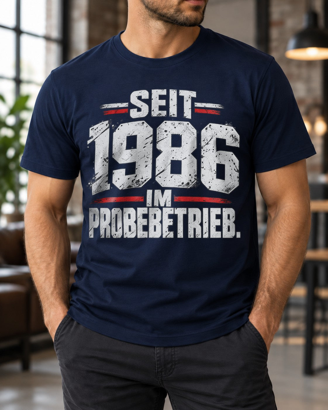Seit 1986 im Probebetrieb T-Shirt Herren lustig, Jahrgang 1986 Geschenk Geburtstag Vintage Spruch Shirt