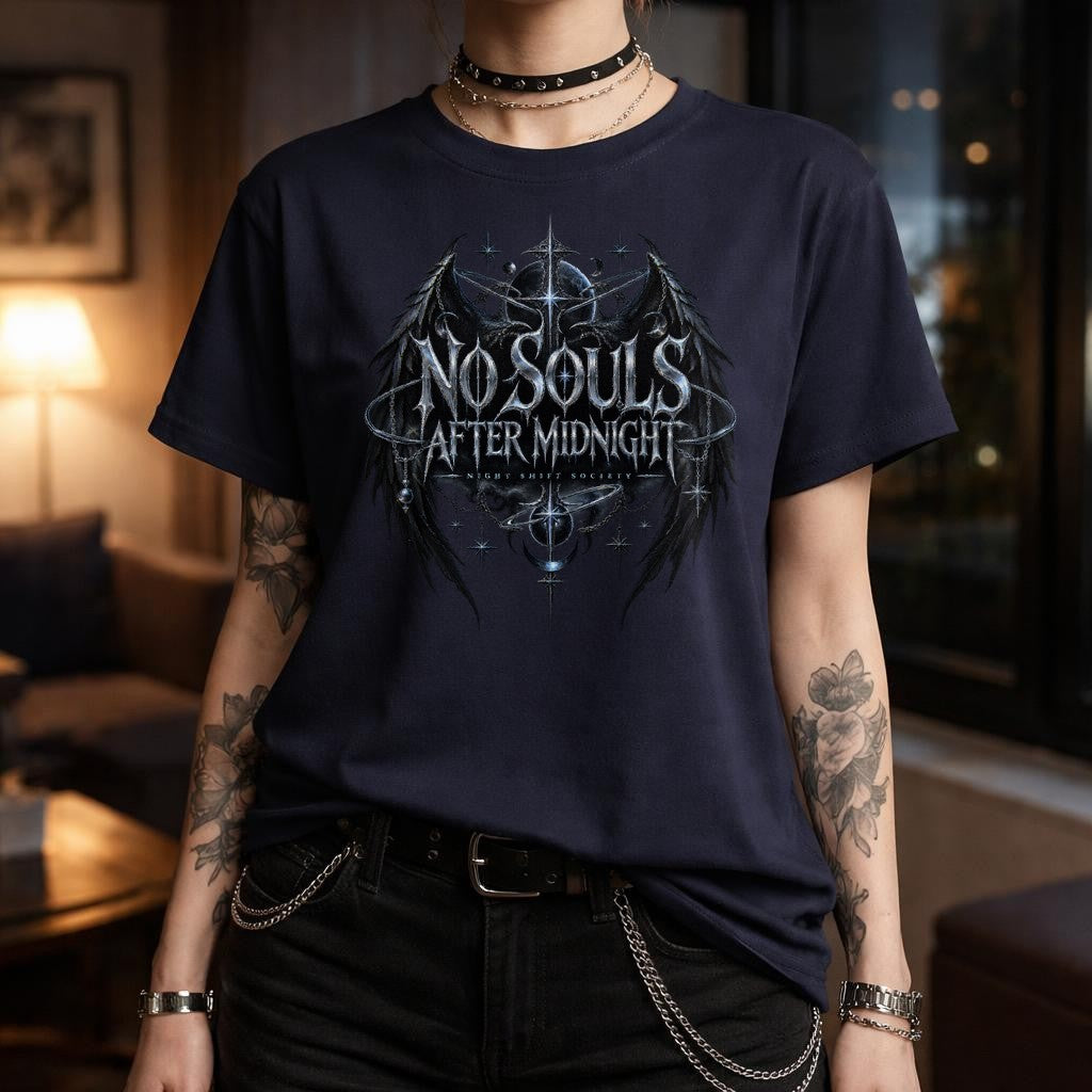 No Souls After Midnight Gothic T-Shirt Damen Herren – Dark Aesthetic Night Shift Society