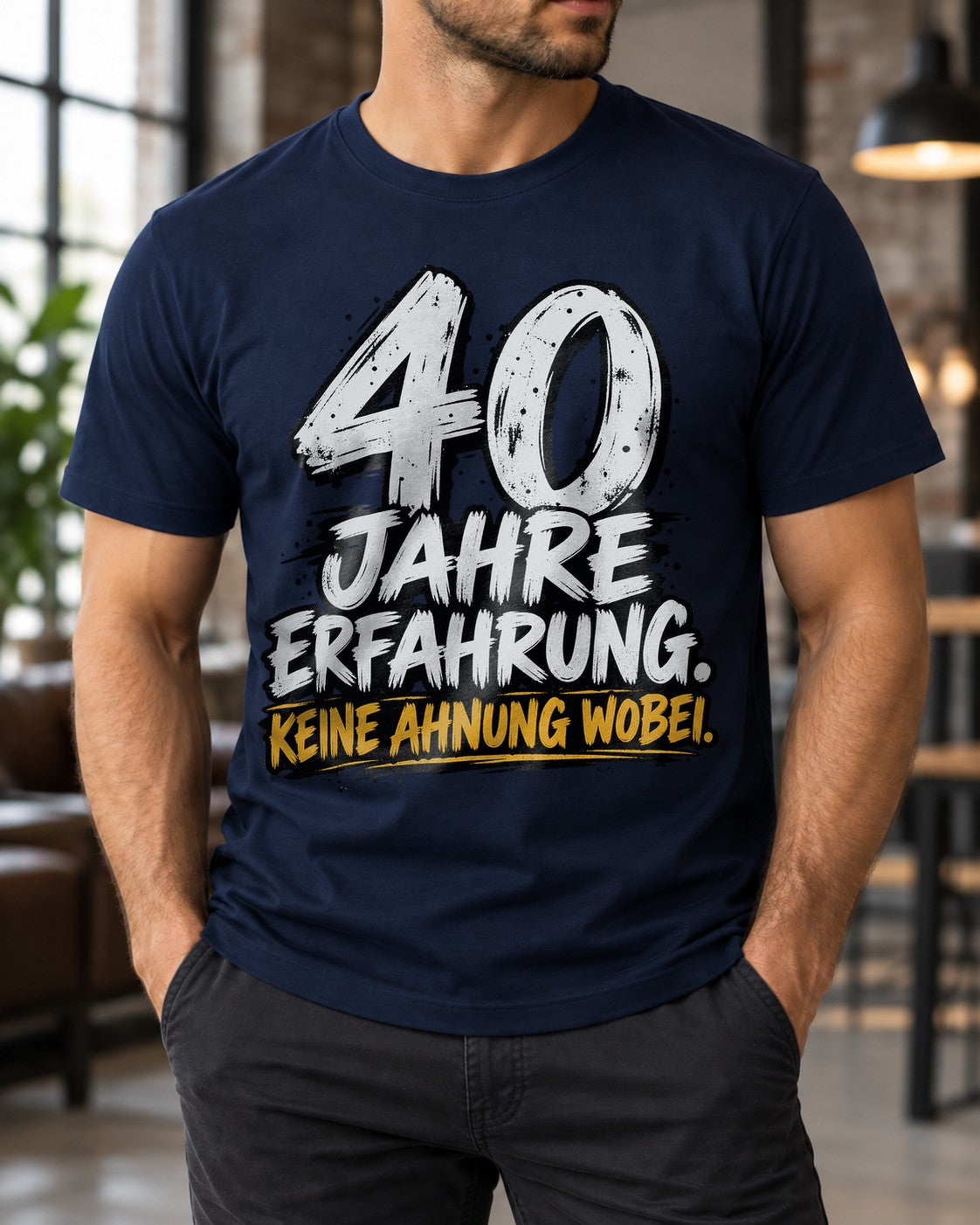40 años de experiencia No tengo ni idea De qué Camiseta de hombre Divertida Cumpleaños 40 Regalo para hombres Camiseta con frase Negra