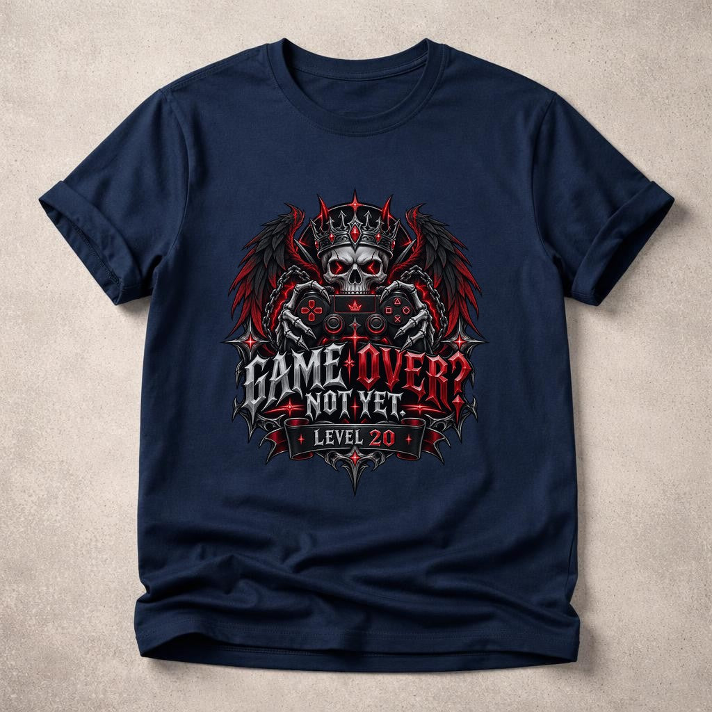 Personalisiert Gamer Geburtstag T-Shirt Game Over Not Yet Level Alter frei wählbar Gothic Geschenk