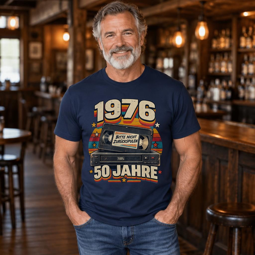 1976 50 Jahre T-Shirt Vintage VHS Geburtstag Bitte Nicht Zurückspulen Retro Geschenk zum 50. Geburtstag Damen Herren