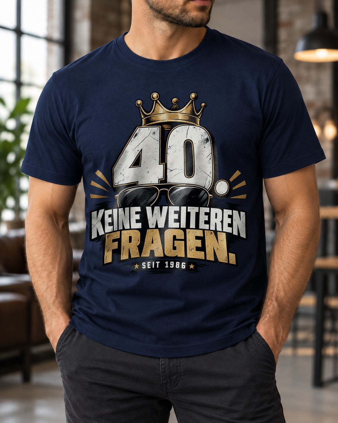 40 Keine Weiteren Fragen T-Shirt Herren, Jahrgang 1986 Geburtstag Shirt, lustiges 40. Geburtstagsgeschenk