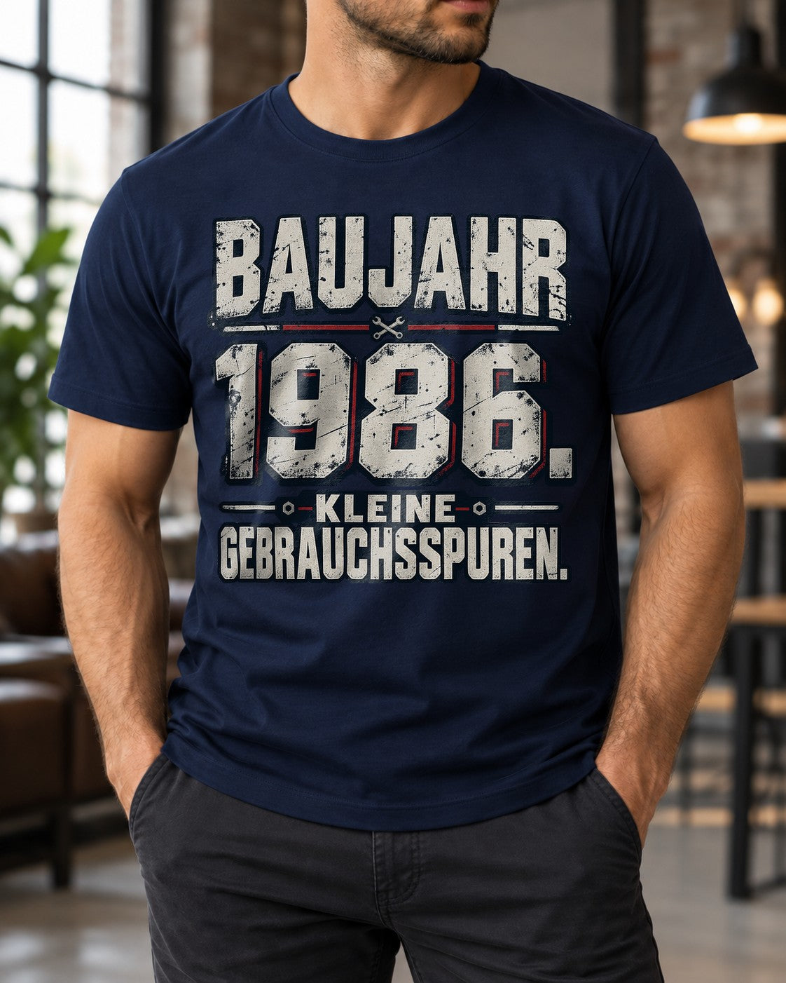 Baujahr 1986 Kleine Gebrauchsspuren T-Shirt Herren Vintage Geburtstag Geschenk 39 Jahre Jahrgang 1986 Fun Shirt