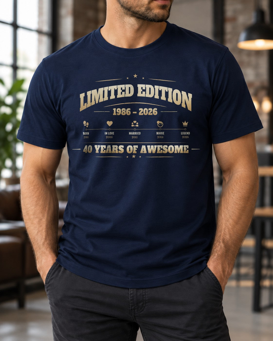 Limited Edition Geburtstag Shirt personalisiert mit Namen Jahr und Alter im Vintage Look