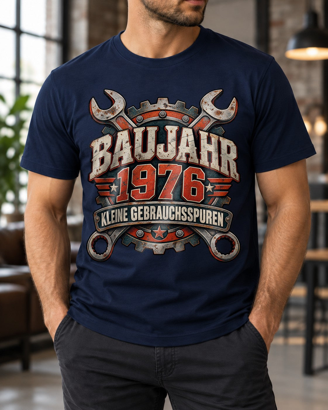 Baujahr 1976 T-Shirt Herren, Kleine Gebrauchsspuren, Schrauber Geschenk, Vintage Mechaniker Shirt, Geburtstag 49