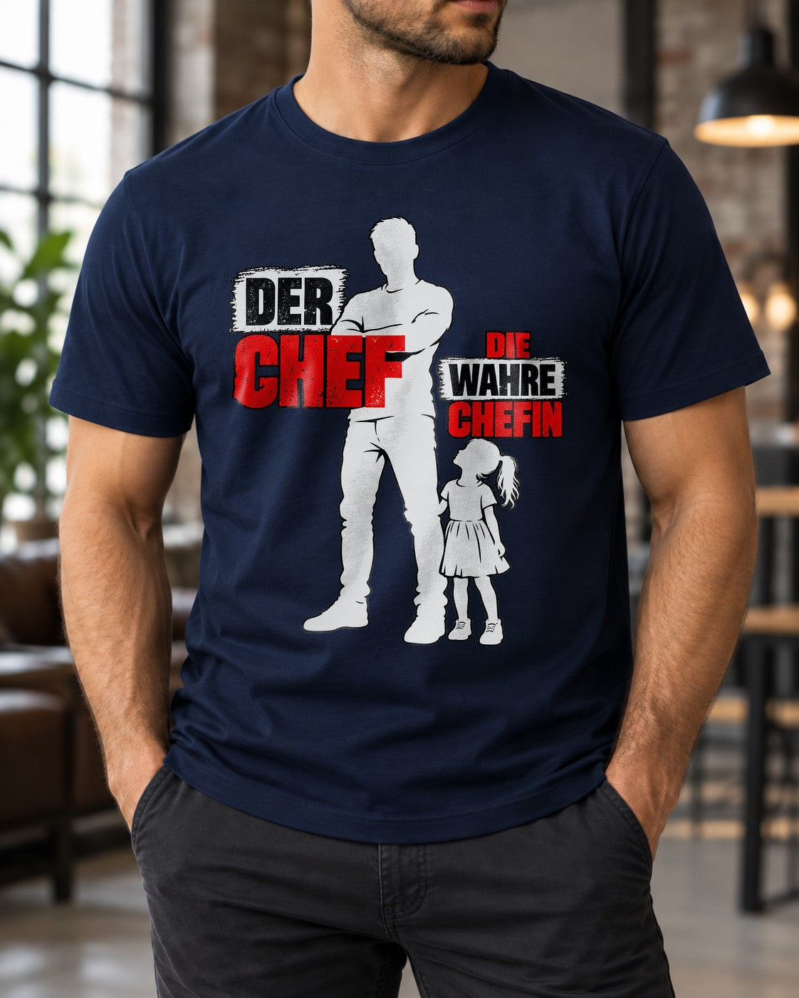 Camiseta "El jefe", "La verdadera jefa", divertida, para papá e hija, regalo del Día del Padre, frase familiar para hombre