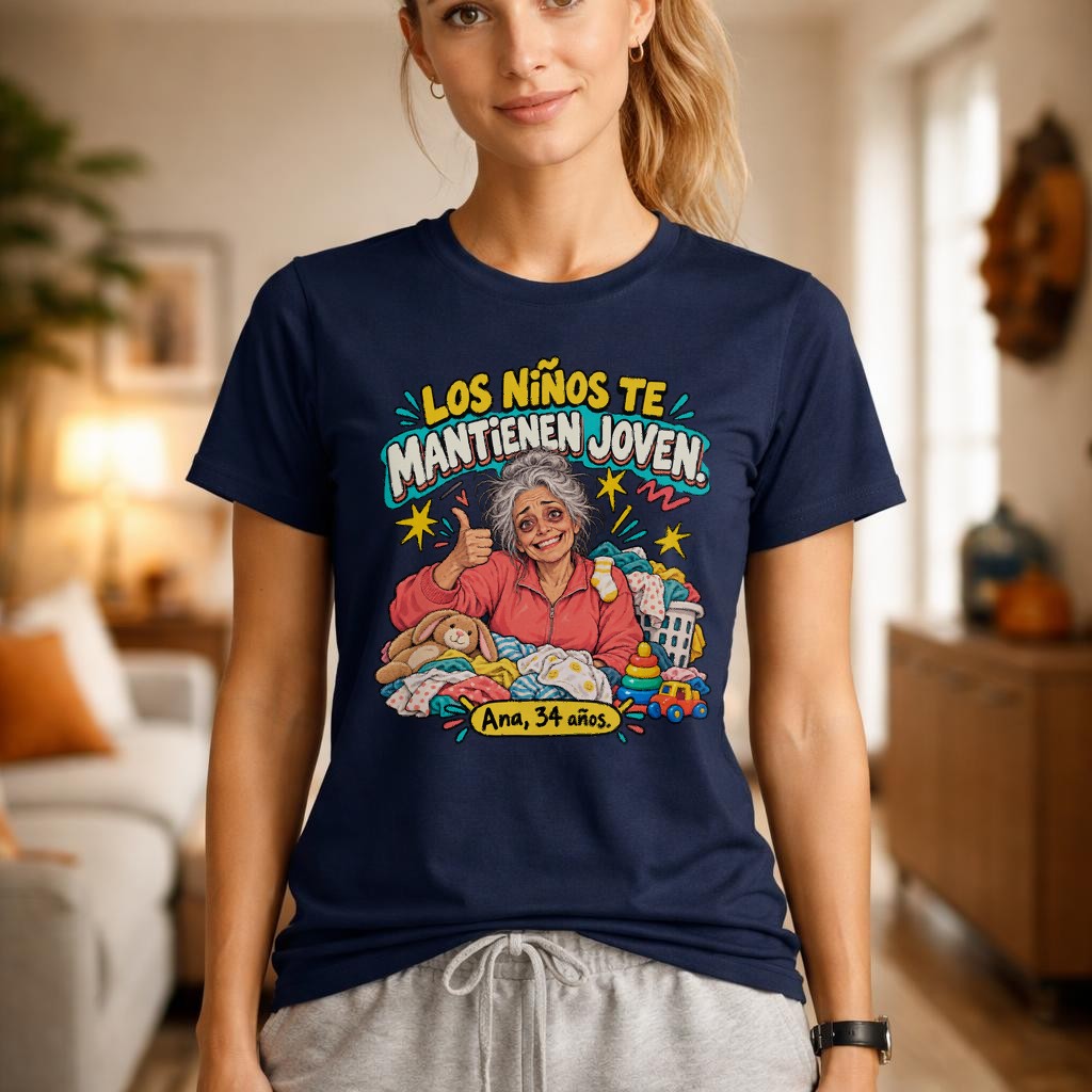 Los Niños Te Mantienen Joven Shirt, Ana 34 años T-Shirt, Lustiges Mama Shirt Oversized, Spanisches Funshirt Damen