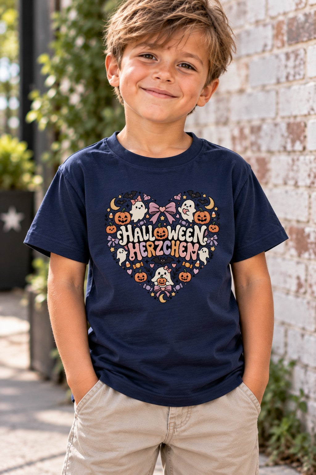 Camiseta oversize de Halloween con corazones para mujer, camiseta bonita de fantasmas y calabazas, conjunto de temporada espeluznante coquette, camiseta con estampado de otoño