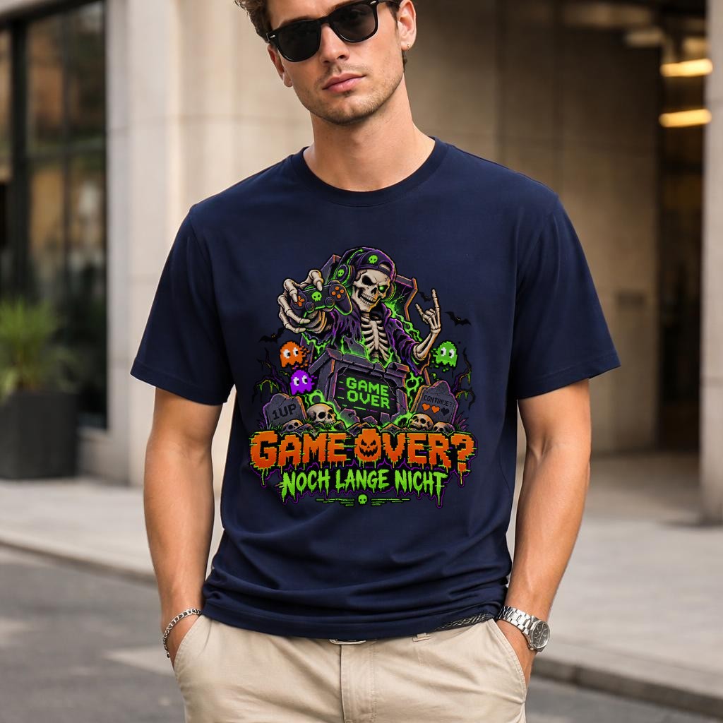 Game Over? Noch lange nicht T-Shirt – Retro Gaming Skull Shirt für Gamer