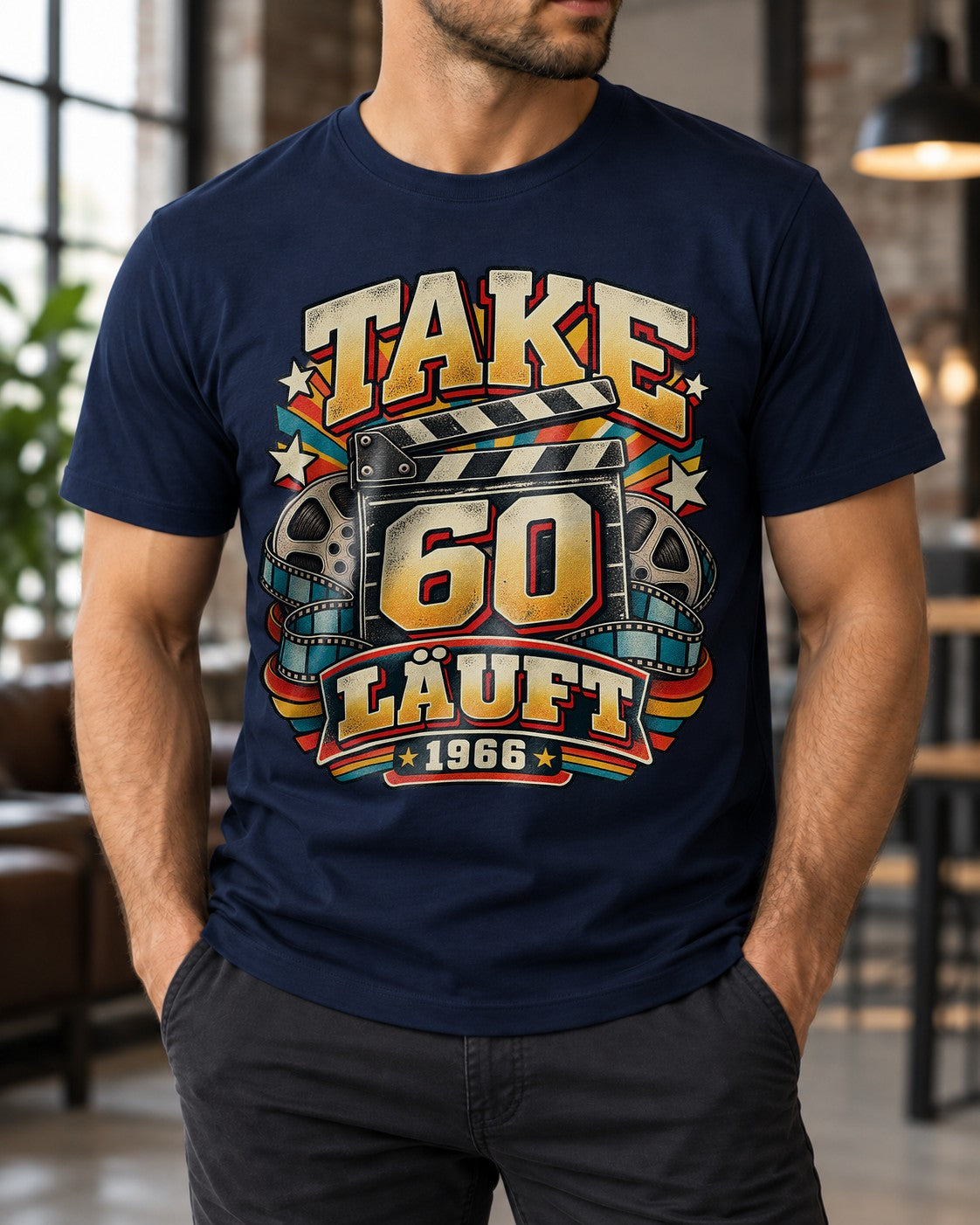 Camiseta Take 60 rodó en 1966 para hombre, camiseta de 60.º cumpleaños, camiseta de cumpleaños retro con claqueta de cine, regalo para nacidos en 1966