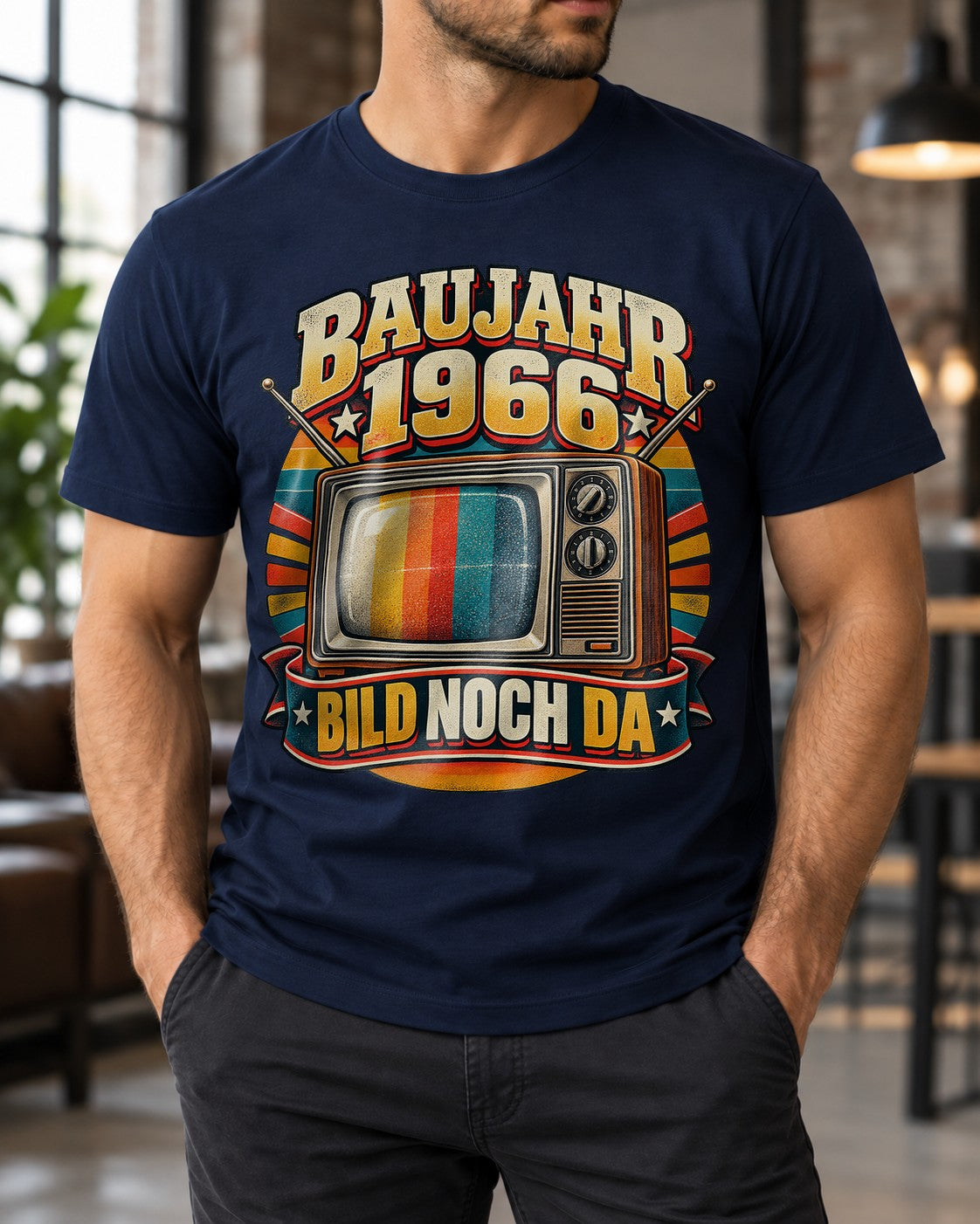 Año de construcción 1966 imagen aún disponible camiseta retro para hombre televisor vintage cumpleaños 59 regalo para hombres camiseta divertida de culto