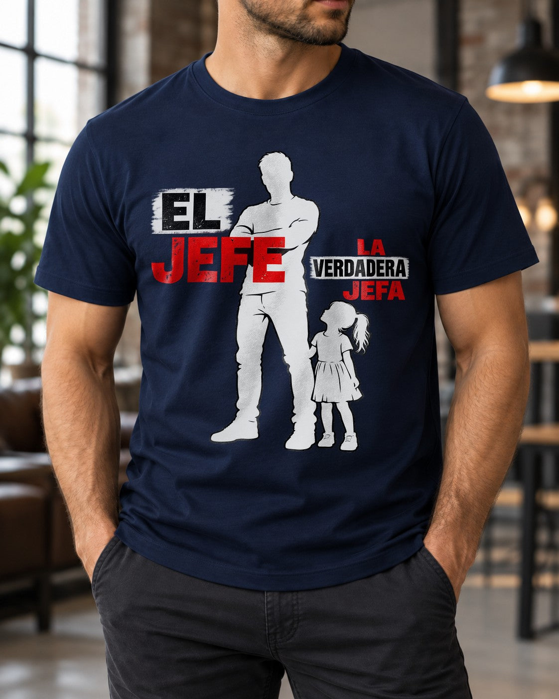 Camiseta "El Jefe La Verdadera Jefa", camiseta divertida de papá e hija, regalo del Día del Padre para papá, camiseta familiar española para hombre