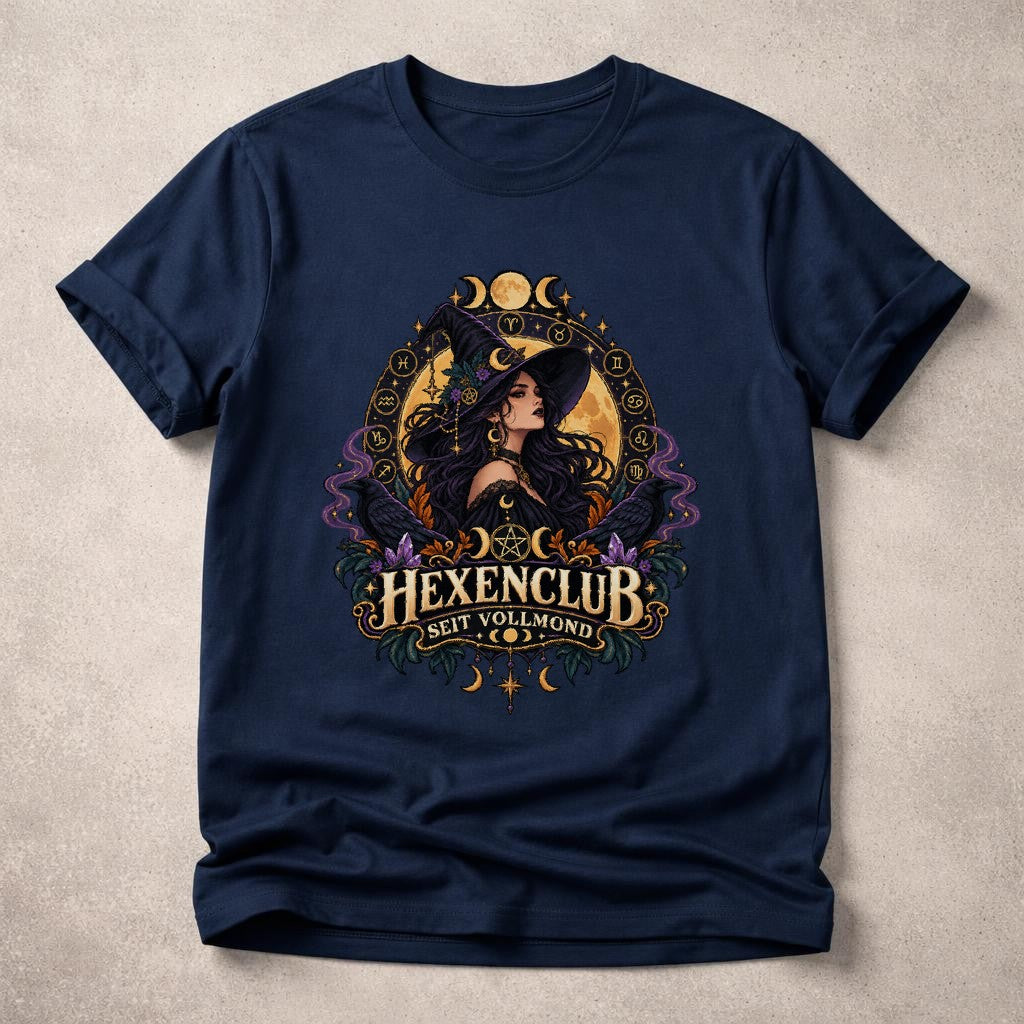 Hexenclub seit Vollmond T-Shirt Damen Oversized, Witchy Gothic Mondphasen Shirt, Halloween Hexe Geschenk