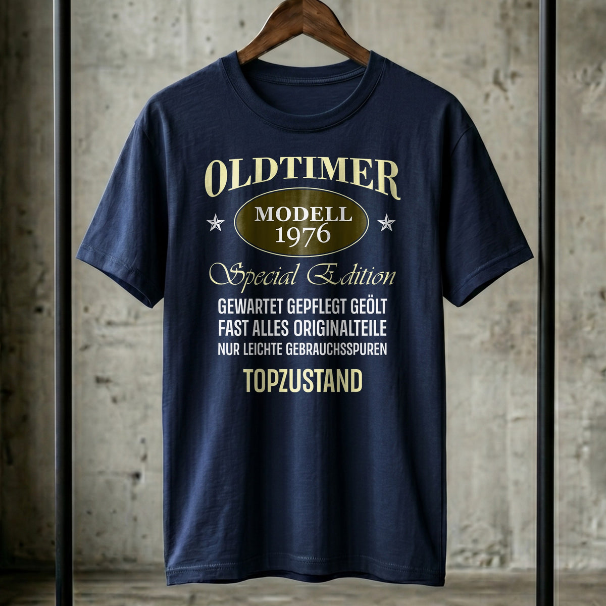 Oldtimer Modell 1976 T-Shirt | Personalisiertes Geburtstagsgeschenk für Herren | Jahrgang 1976 Shirt