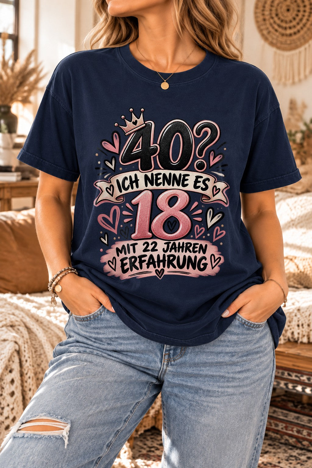 Personalisiert Geburtstags T-Shirt Damen Alter frei wählbar lustig, Birthday Shirt individuell Geschenk Frau